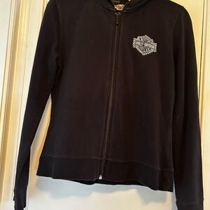 Harley-Davidson Women's Black Hooded Zip Sweatshirt w/HD Logos